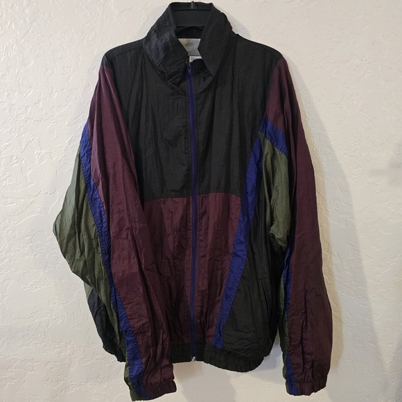 Trespass Nylon Windbreaker Jacket Mens Adult 1T Full Zip Colorblock 80's Lined - Picture 3 of 10